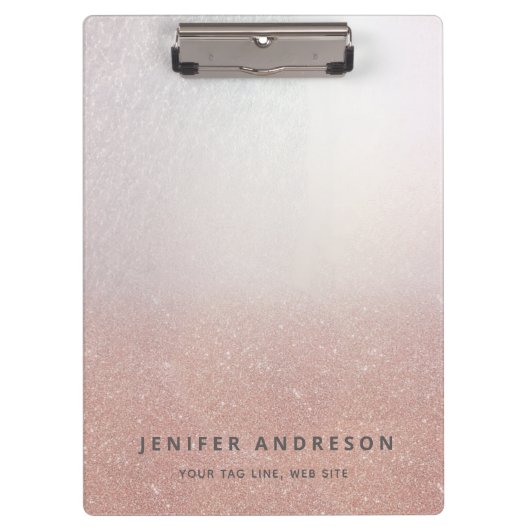 ミニマルバラ金ゴールドグラデーショングリッターシンプルポケット クリップボード (正面)