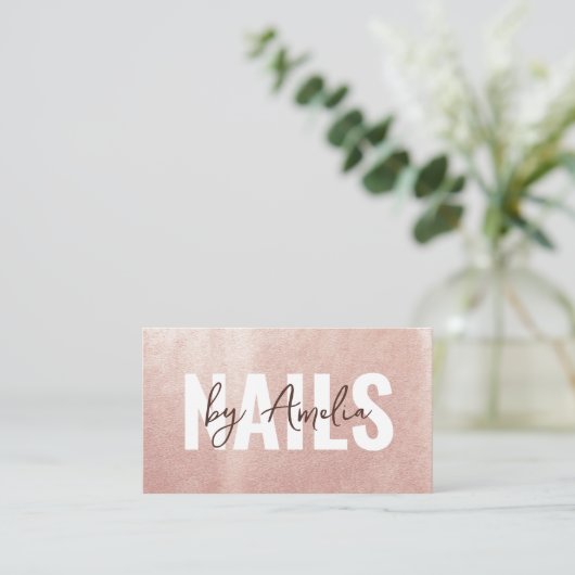 ミニマルバラ金ゴールドグリッターネイルアーティストサロン 名刺 (スタンド正面)