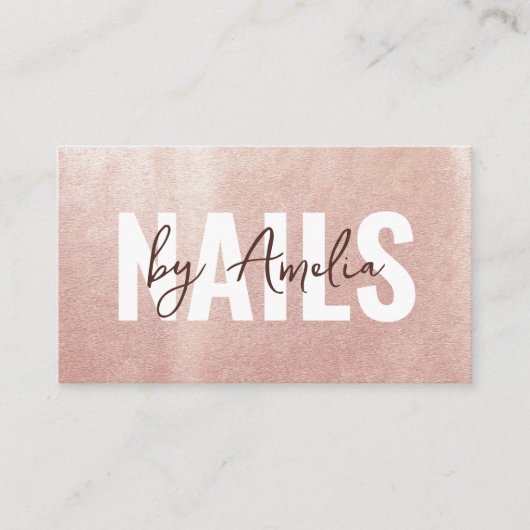 ミニマルバラ金ゴールドグリッターネイルアーティストサロン 名刺 (正面)