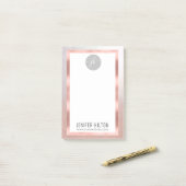 ミニマルバラ金ゴールドグリッターモノグラム ポストイット (デスク上)