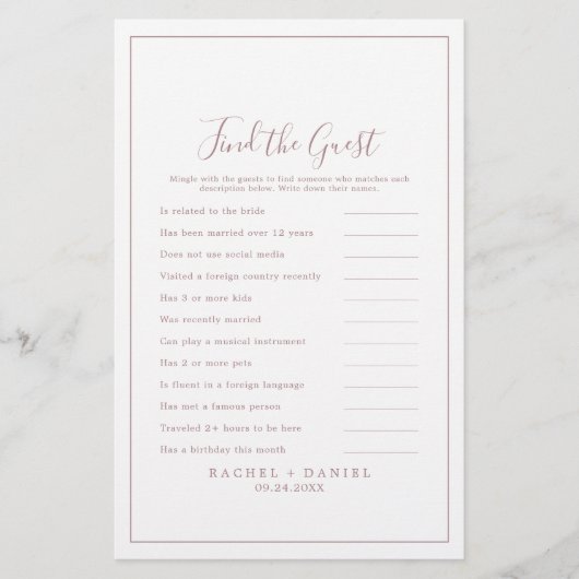 ミニマルバラ金ゴールドゲストの結婚ゲームを見つける チラシ (正面)