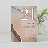 ミニマルバラ金ゴールドシック水カラー21st誕生日 箔招待状 (立ち正面)