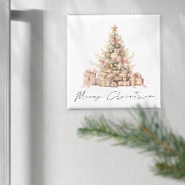 ミニマルバラ金ゴールドスクリプトツリーメリークリスマス マグネット