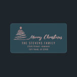 ミニマルバラ金ゴールドスクリプトMerry Christmas Label ラベル<br><div class="desc">ミニマルモダンリストメリークリスマスクリスマスツリー。魅力的なモダンプロフェッショナルデザインとコンテンポラリーtouch。エレガンスとスタイルのtouch。カスタマイズモノグラムのイニシャル、名前とアドレスの詳細。</div>