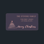 ミニマルバラ金ゴールドスクリプトMerry Christmas Label ラベル<br><div class="desc">ミニマルモダンリストメリークリスマスクリスマスツリー。魅力的なモダンプロフェッショナルデザインとコンテンポラリーtouch。エレガンスとスタイルのtouch。カスタマイズモノグラムのイニシャル、名前とアドレスの詳細。</div>