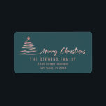 ミニマルバラ金ゴールドスクリプトMerry Christmas Label ラベル<br><div class="desc">ミニマルモダンリストメリークリスマスクリスマスツリー。魅力的なモダンプロフェッショナルデザインとコンテンポラリーtouch。エレガンスとスタイルのtouch。カスタマイズモノグラムのイニシャル、名前とアドレスの詳細。</div>