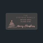 ミニマルバラ金ゴールドスクリプトMerry Christmas Label ラベル<br><div class="desc">ミニマルモダンリストメリークリスマスクリスマスツリー。魅力的なモダンプロフェッショナルデザインとコンテンポラリーtouch。エレガンスとスタイルのtouch。カスタマイズモノグラムのイニシャル、名前とアドレスの詳細。</div>