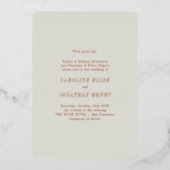 ミニマルバラ金ゴールドタイポグラフィエレガントウェディング 箔招待状 (正面)