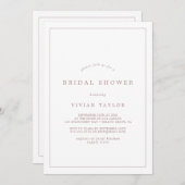 ミニマルバラ金ゴールドタイポグラフィブライダルシャワー 招待状 (正面/裏面)