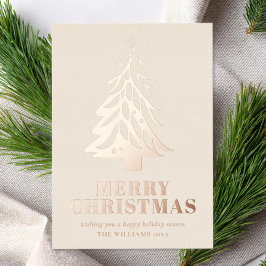 ミニマルバラ金ゴールドツリーメリークリスマス 箔シーズンカード
