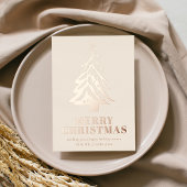 ミニマルバラ金ゴールドツリーメリークリスマス 箔シーズンカード