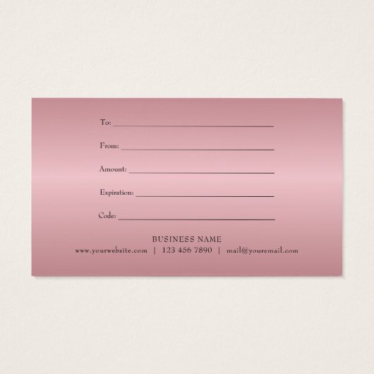 ミニマルバラ金ゴールドハートギフト証明書 (裏面)