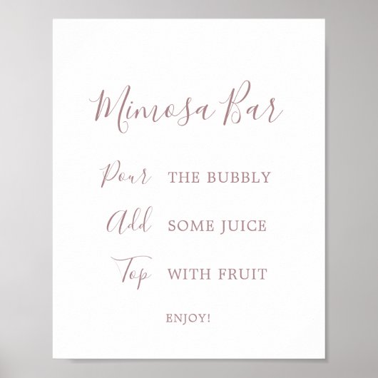 ミニマルバラ金ゴールドブライダルシャワーミモザバー標識 ポスター (正面)