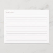 ミニマルバラ金ゴールドブライダルシャワーレシピカード ポストカード (裏面)