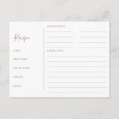 ミニマルバラ金ゴールドブライダルシャワーレシピカード ポストカード (正面)