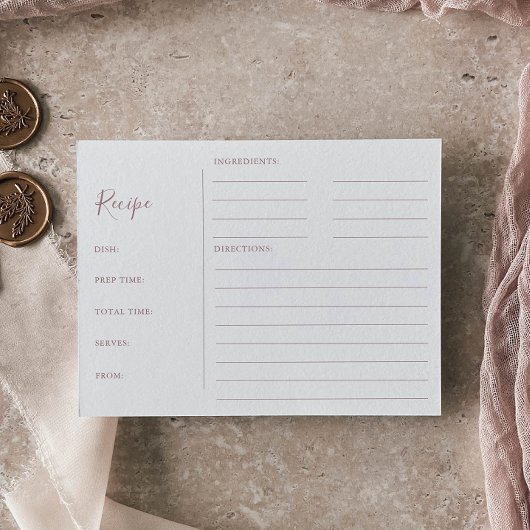 ミニマルバラ金ゴールドブライダルシャワーレシピカード ポストカード