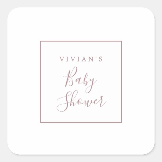 ミニマルバラ金ゴールドベビーシャワー封筒用シール スクエアシール (正面)