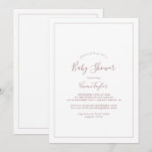 ミニマルバラ金ゴールドベビーシャワー招待状 招待状 (正面/裏面)