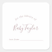 ミニマルバラ金ゴールドベビーシャワー蔵書票 スクエアシール (正面)