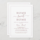 ミニマルバラ金ゴールドホームスウィートホーム引っ越し祝いパーティー 招待状 (正面/裏面)