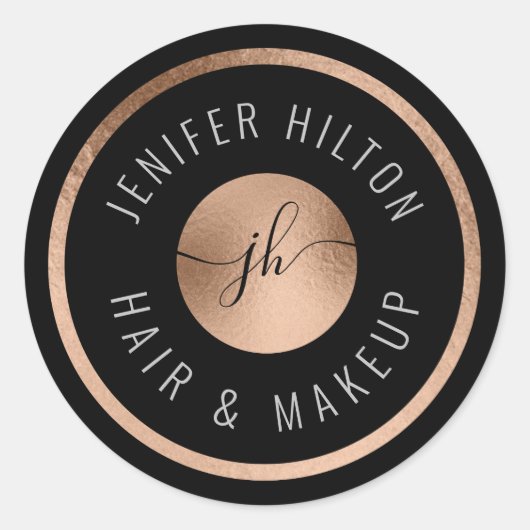 ミニマルバラ金ゴールド円モノグラム ラウンドシール (正面)