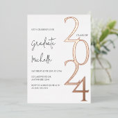 ミニマルバラ金ゴールド卒業 箔招待状 (立ち正面)