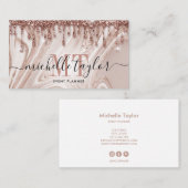 ミニマルバラ金ゴールド大理石ドリップモノグラム 名刺 (正面/裏面)