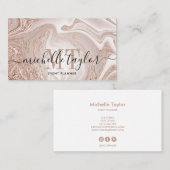 ミニマルバラ金ゴールド大理石金ゴールドモノグラム 名刺 (正面/裏面)