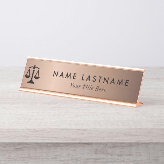 ミニマルバラ金ゴールド弁護士デスク名プレート デスクネームプレート (正面)
