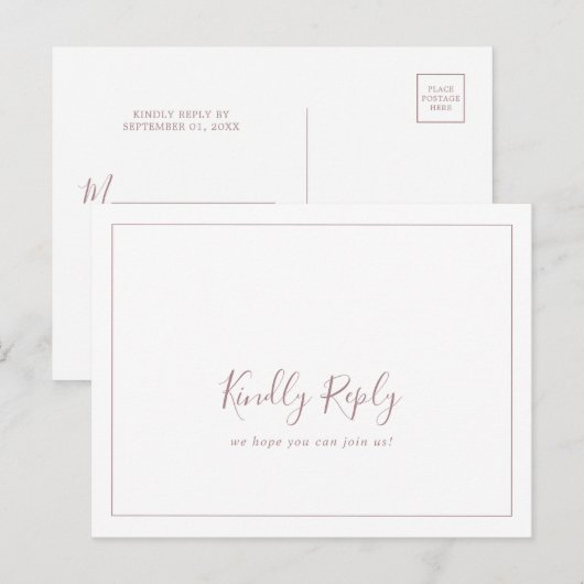 ミニマルバラ金ゴールド曲リクエストRSVPポストカード インビテーションポストカード (正面/裏面)