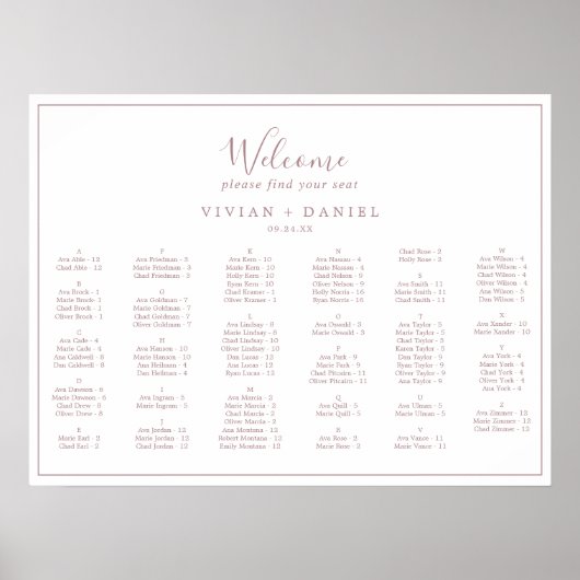 ミニマルバラ金ゴールド横向き座席表 ポスター (正面)