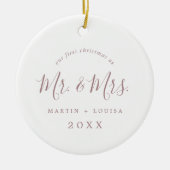 ミニマルバラ金ゴールド第1回のクリ結婚スマス写真 セラミックオーナメント (正面)