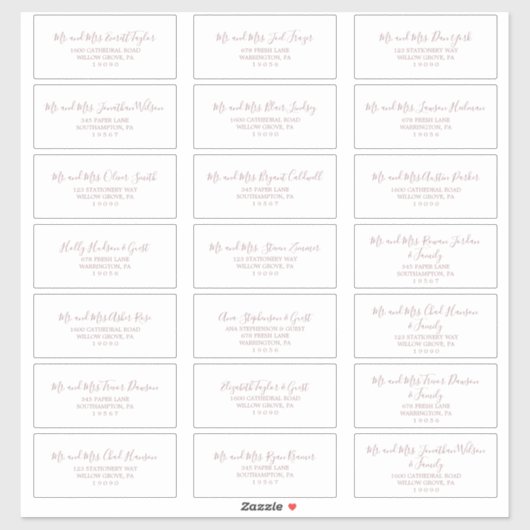 ミニマルバラ金ゴールド結婚ズゲスト住所 シール (シート)