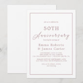 ミニマルバラ金ゴールド結婚50周年 招待状 (正面/裏面)