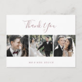 ミニマルバラ金ゴールド3写真テンプレートありがとう ポストカード (正面)