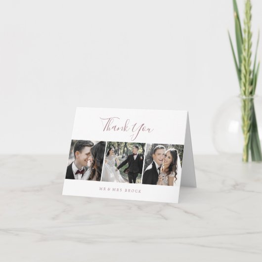 ミニマルバラ金ゴールド3写真テンプレートサンキューカード サンキューカード (正面)