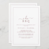 ミニマルバラ金ゴールドI do BBQ婚約パーティ 招待状 (正面/裏面)