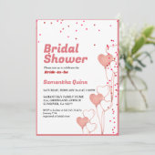 ミニマルバレンタインピンク&赤いハートブライダルシャワー 招待状 (スタンド正面)