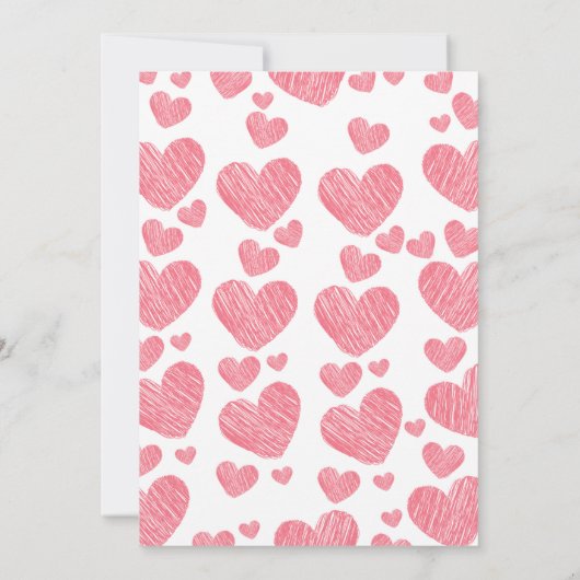 ミニマルバレンタインピンク&赤いハートブライダルシャワー 招待状 (裏面)