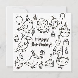 ミニマルバードドゥードル 誕生日カード カード