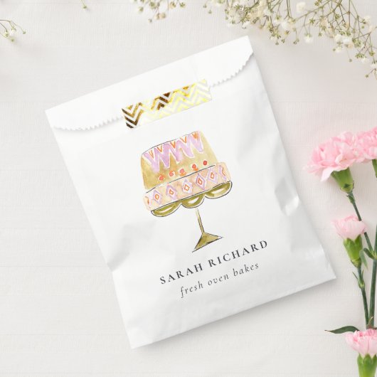 ミニマルパステルカラフル水彩ケーキベーカリー フェイバーバッグ (封をした状態)
