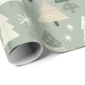 ミニマルパステルクリスマスツリーホリデー ラッピングペーパー (ロールコーナー)