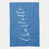 ミニマルパーソナライズされたスクリプト名 |青フランスの色 キッチンタオル (縦)