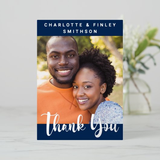 ミニマルパーソナライズされたス結婚スクリプト 箔シーズンカード (立ち正面)