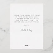 ミニマルパーソナライズされたス結婚スクリプト 箔シーズンカード (裏面)