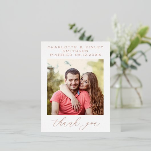 ミニマルパーソナライズされたス結婚スクリプト 箔シーズンポストカード (立ち正面)