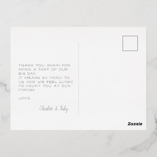 ミニマルパーソナライズされたス結婚スクリプト 箔シーズンポストカード (裏面)