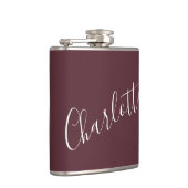 ミニマルパーソナライズされたス脚本名Burgundy フラスク (右)