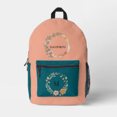 ミニマルパーソナライズされたフローラモノグラム プリントバックパック (正面)