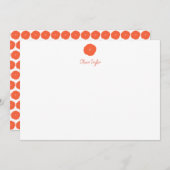 ミニマルパーソナライズされたム文房具オレンジ花 ノートカード (正面/裏面)